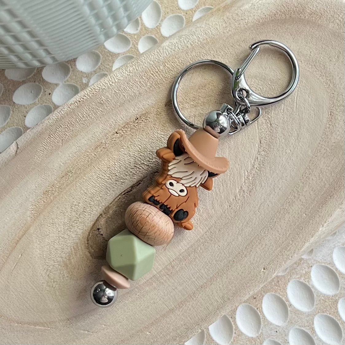 Howdy Highland Cow Keyring