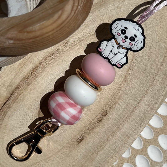 Gingham Puppy Lanyard