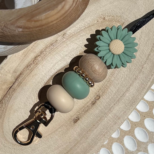 Muted Green Daisy Lanyard