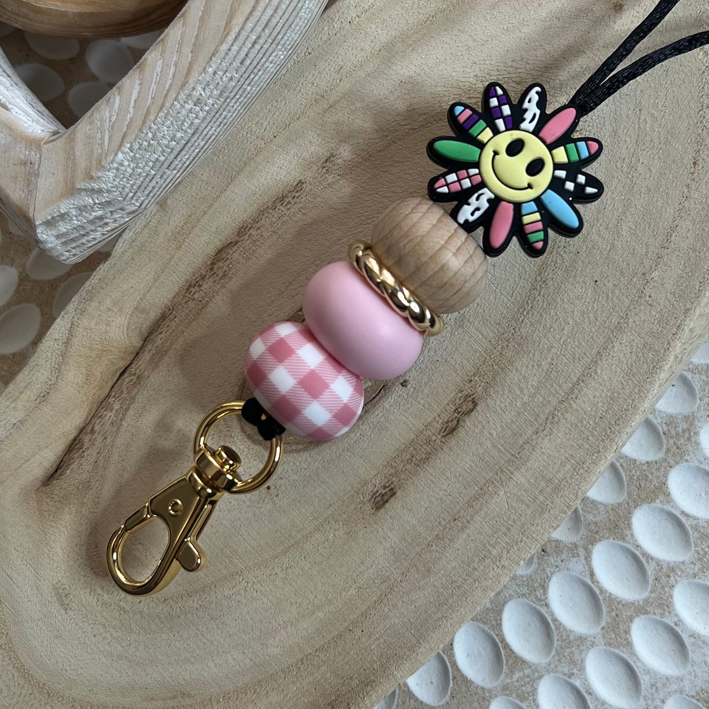 Colourful Flower Smiley Lanyard